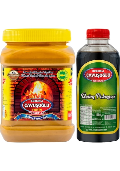Bozkırlı Çavuşoğlu Kepeksiz Bozkır Tahini 930 G + Üzüm Pekmezi 1 KG