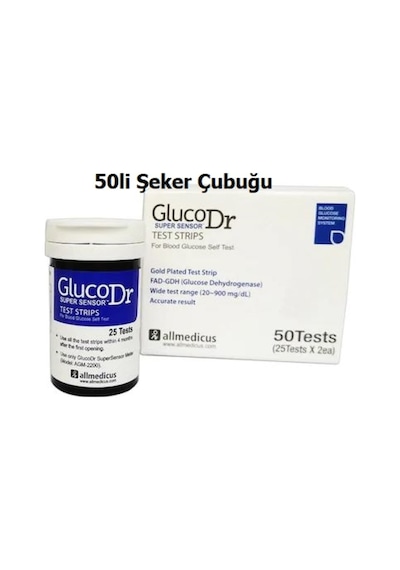 50Li 1 Kutu Gluco Dr Şeker Stribi Glucodr Süper Sensör Strip