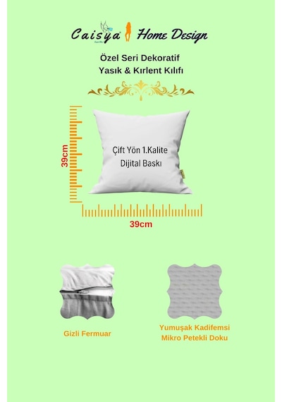 Modern Desenli Çift Yön Dijital Baskılı Dekoratif Kırlent Kılıfı Yastık Kılıfı 39x39cm Karışık/Çok Renkli
