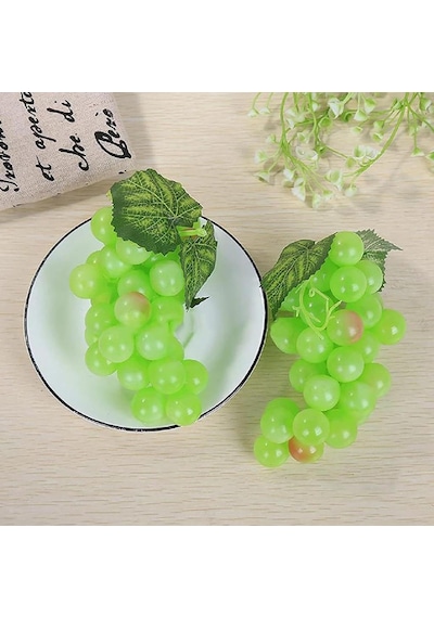 2li Set Yapay Meyve Yeşil Üzüm Süs Dekoratif Sahte Meyve 15cm