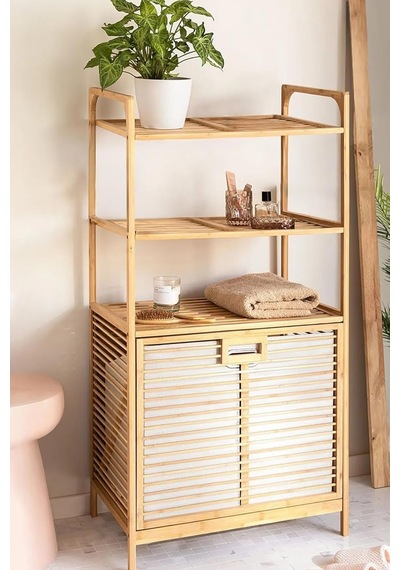 Bambu Xl Kirli Sepetli 3 Raflı Çok Amaçlı Banyo Düzenleyici Çamaşır Sepeti Organizer Db-0011 Diğer