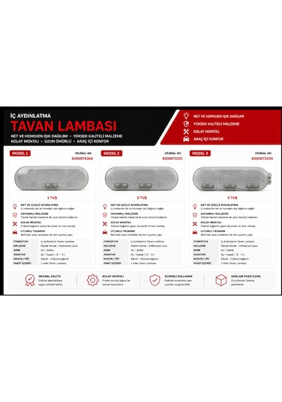 Renault Megane Clio Kango Dacia Tavan Lambas 001