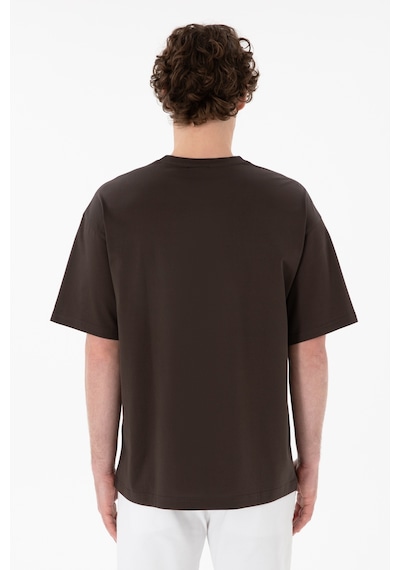 U.S. Polo Assn. Erkek Comfort Fit Bisiklet Yaka Kahverengi Merserize Basic Tişört 50313089-VR029
