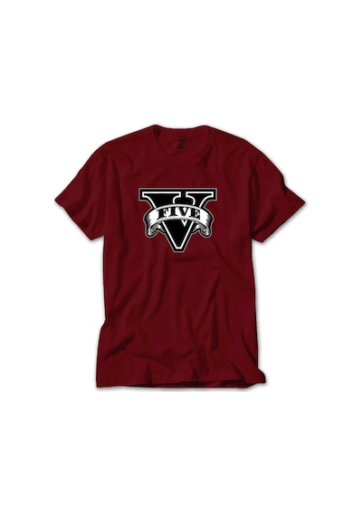 GTA Five Black Logo  Kırmızı Tişört Kırmızı