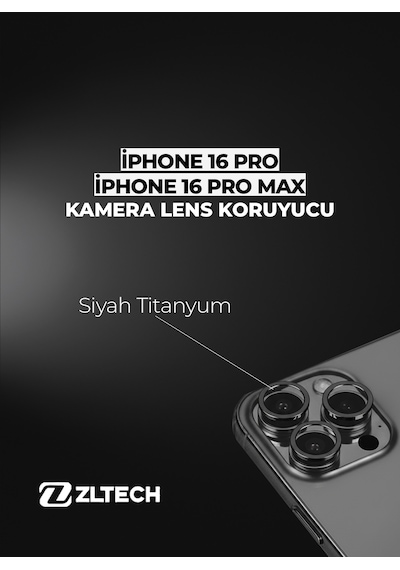 İphone 16pro/16promax Uyumlu Kamera Lens Koruyucu Siyah Titanyum