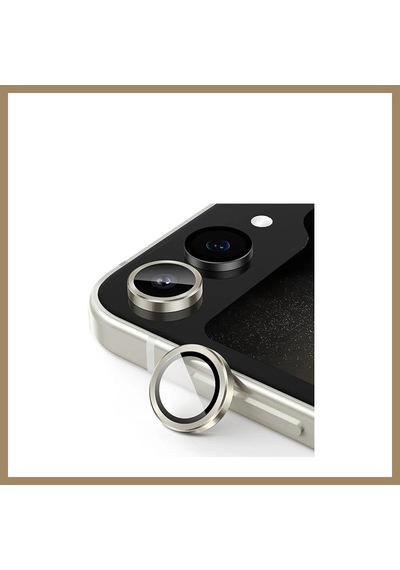 Kahveci.store Samsung Uyumlu Galaxy Z Flip 5 Valdez Metal Kamera Lens - Krem 22