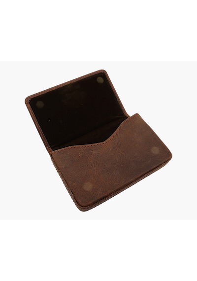 Westpolo Eskitme Hakiki Deri Unisex Tek Bölmeli Kartlık - G6 Kahverengi Kahverengi