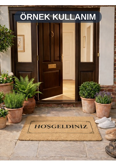 Beylini Hoşgeldiniz Yazılı Koko Paspas Ev Dış Kapı Tpr Kaymaz Taban Modern Dayanıklı Su Geçirmez Bej 70x45cm Bej