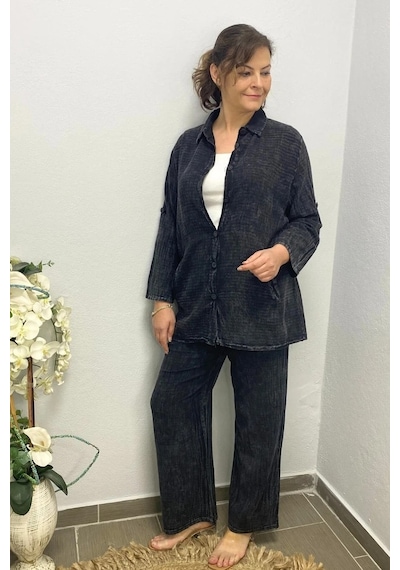 Mia Butik Kadın Siyah Yıldız Detaylı Pamuklu 3 Lü Takım Siyah