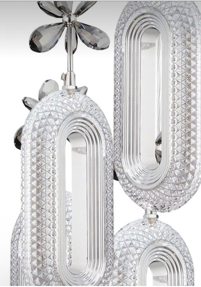 Alfa Led 8'li Krom 3 Renk Modu Ledli Kristal Taşlı Modern Led Avize Krom