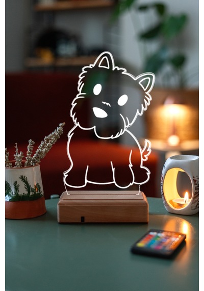 Kişiye Özel Şirin Köpek Masaüstü 3D Led Lamba