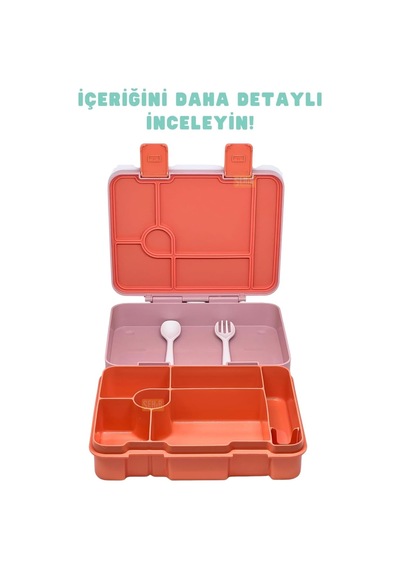 Vagonlife Bento 1300ml Lunchbox Tek Katlı 4 Bölmeli Abs Plastik Çocuk Sefer Tası Yemek Kutusu Pembe