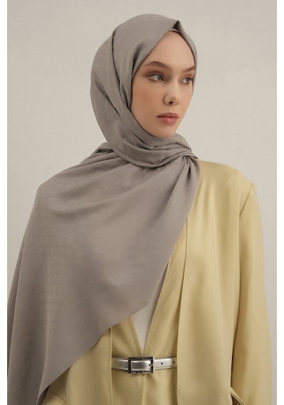 Armine Gri Link Desen Bambu Cotton Şal 20 Gri