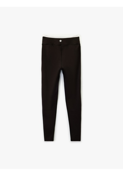 Koton Çift Bel Detaylı Slim Fit Spor Tayt Siyah 6wak40269nk Siyah