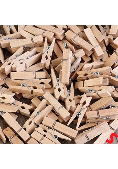 Dekoratif Ahşap Süs Mandalı, 3 Cm X 25 Adet - Natürel 1+