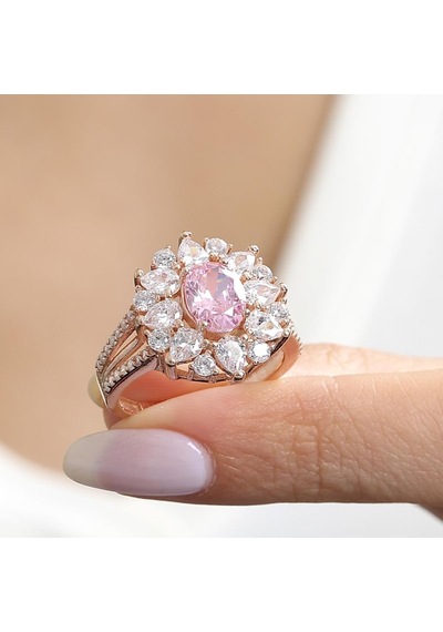 Mia Vento Effective Diamond Paris Işıltısı Rose Renk Pink Taşlı Gümüş Yüzük