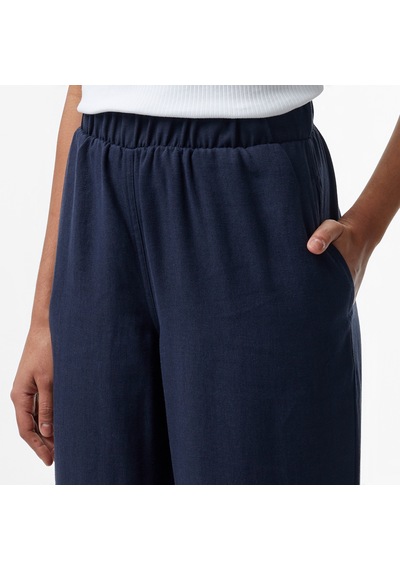 Nautica Kadın Lacivert Regular Fit Keten Karışımlı Pantolon Düz 55p703t Lacivert