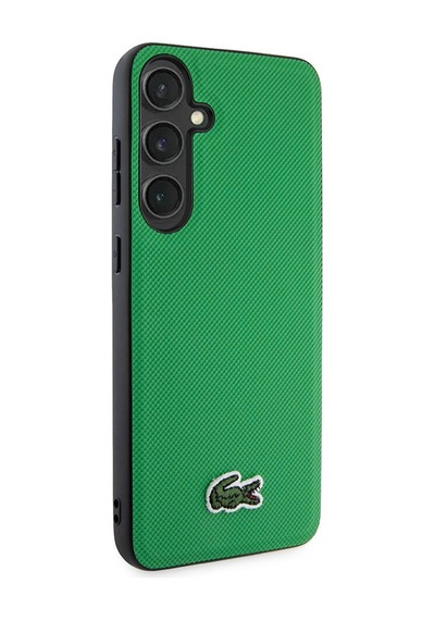 Galaxy Uyumlu S24 Plus Kılıf Lacoste Lisanslı Pu Pike Desenli Arka Yüzey İkonik Timsah Dokuma Logolu Yeşil