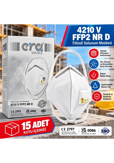Era Ffp2 Nr Ventilli Dikey Katlanır Toz Maskesi Beyaz 15 Adet- 1 Paket
