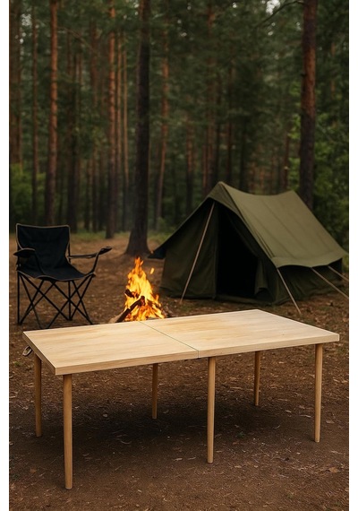 Tr Katlanır Kamp, Piknik Ve Bahçe Masası 70x150 Cm - Ham Naturel Renk Genel