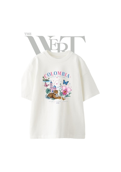 Thewert Colombia Jaguar Tasarım Baskılı Ünisex Beyaz Oversize T-shirt