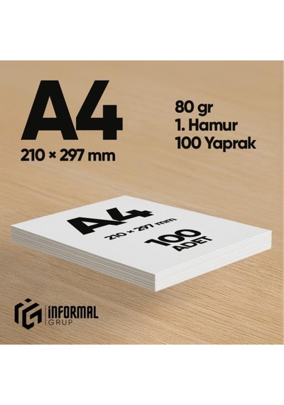 İnformal Fotokopi Kağıdı Premium Kalite A4 80 Gr 100 Yaprak