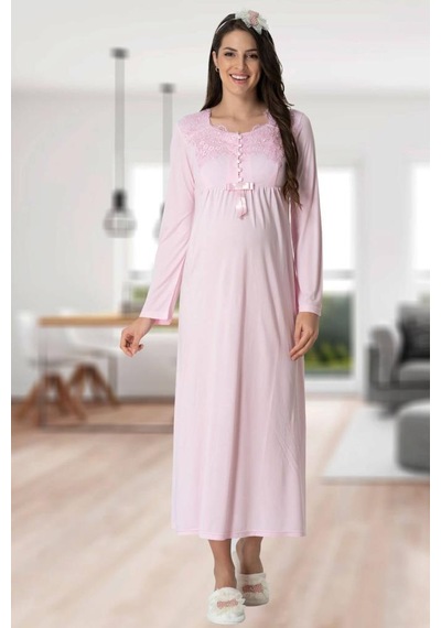 Mecit Pijama Mecit 5415 Bayan Pembe Hamile Lohusa Gecelik