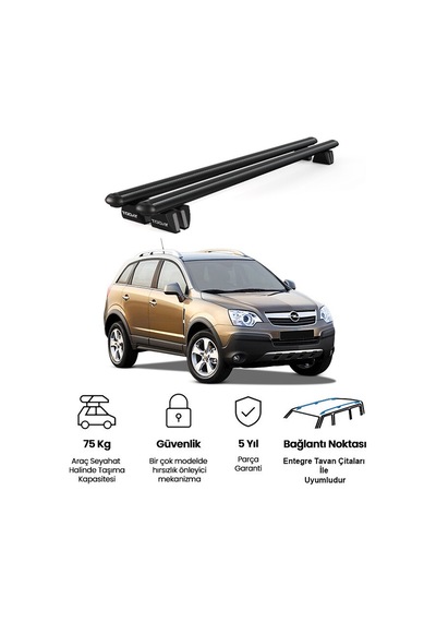 Pençe Opel Antara 2007-2015 Uyumlu Siyah Ara Atkı Port Bagaj Tavan Barı