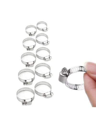 Paslanmaz Çelik Boru Metal Kelepçe Ayarlanabilir Klips 10 Adet Ayarlı Hortum Kelepçesi 10 Lu Set Standart