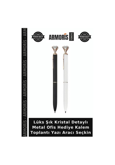 Lüks Şık Kristal Detaylı Metal Ofis Hediye Kalem Toplantı Yazı Aracı Seçkin Çok Renkli