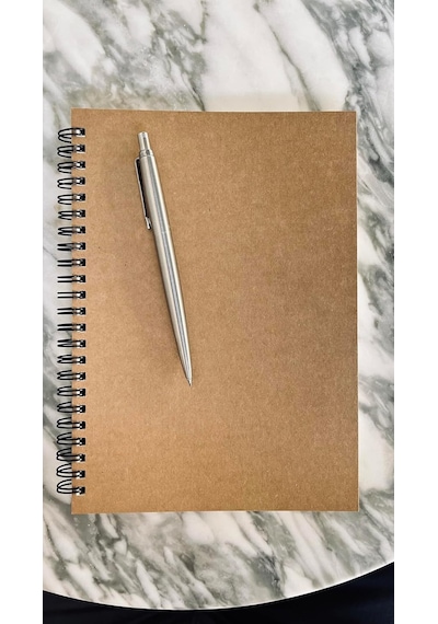 Spiralli Notebook, Kraft Kapaklı, A5 Boyut 15x21 Cm , 100 Yaprak Kareli