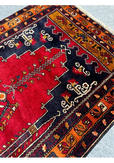 El Dokuma Seccade Çamardı Halısı 100x190 Kırmızı Yün Namazlık