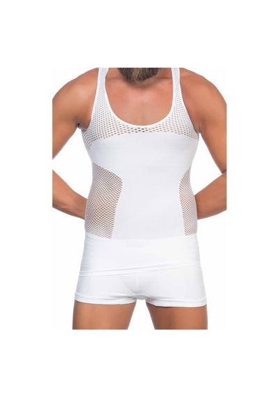 Moon Wear Beyaz Mı Emay E1006 Fileli Erkek Korse Atlet Beyaz