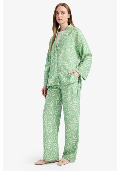 Defacto Relax Fit Desenli Uzun Kollu Tunik E1110ax25smgn769 Yeşil