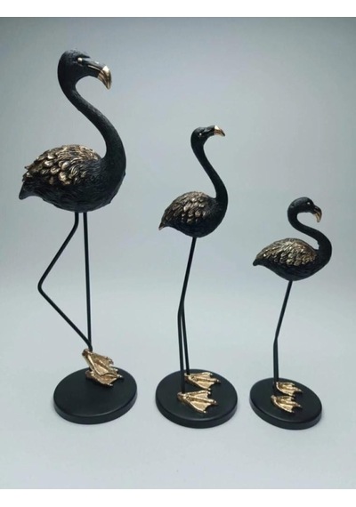 Metal Ayaklı 3 Lü Flamingo Gold Siyah