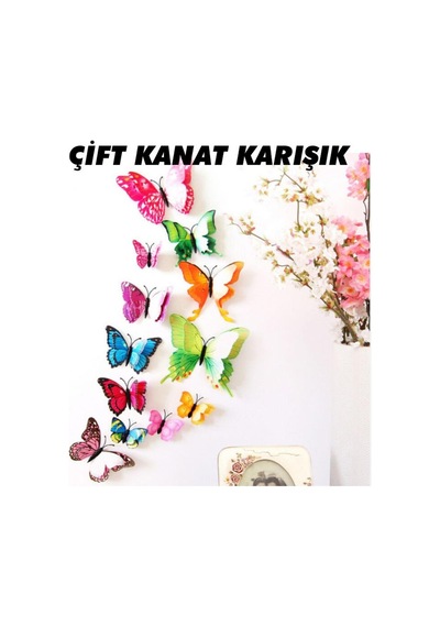 Çift Kanatlı Kelebek Özel Kelebekler 3D Pvc Duvar Ve Buzdolabı Sü