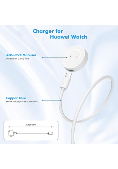 Caseonn Honor Magic Watch 2 42mm Manyetik Usb Hızlı Şarj Kablosu Beyaz