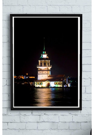 Pster11669 Istanbul Kız Kulesi Manzara Çerçeveli Tablo 2 40x50cm