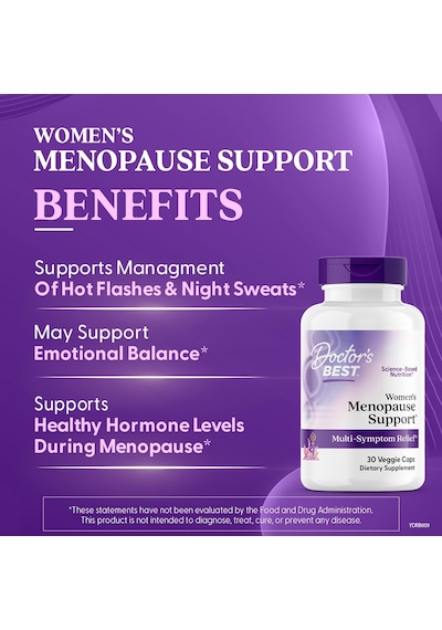 Doctor's Best Women's Menopause Support Multi-symptom Relief 30 Veggie Caps