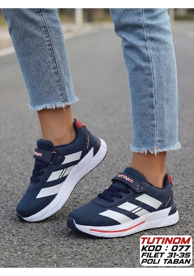 Papucumun Dünyası Tutinom Unisex Çocuk Spor Ayakkabı Kız Ve Erkek Lacivert Beyaz