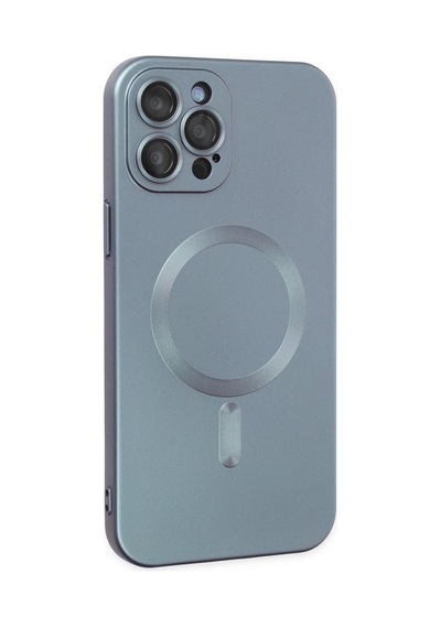 Apple iPhone  Uyumlu-  12 Pro Max Kılıf Moshi Lens Magneticsafe Silikon - Sierra Blue
