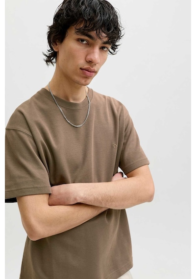 Jack & Jones Jprblaethan Ss Logo Tee Sn Kahverengi