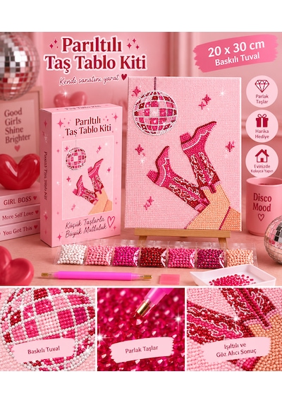 Bedazzling Taşlı Tuval Kiti Küçük Boy Kovboy 1 Adet