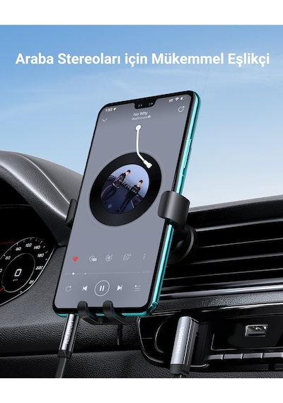 Ugreen 90 Derece Dik Açılı 3.5mm Flat Aux Ses Kablosu 1 Metre, 10597