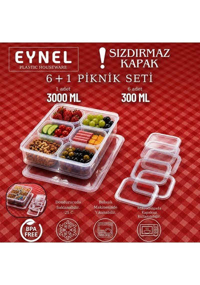 7 Parça Kahvaltılık, Piknik, Seyahat, Gezi İçin 6+1%100 Sızdırmaz Saklama Kabı, Şeffaf Buzdolabı Kutusu, Mutfak Kapları 1