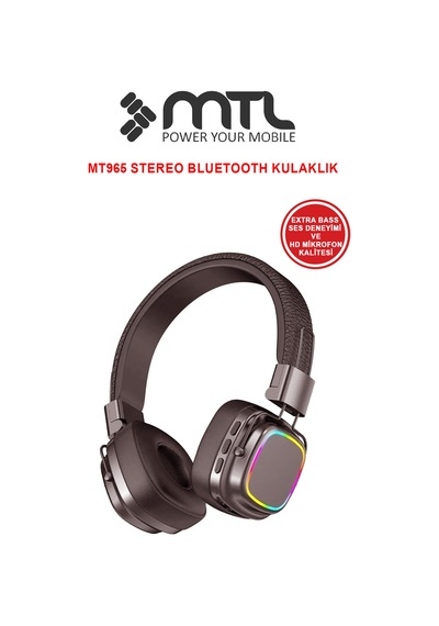Retro Kablosuz Stereo Suni Deri Kafa Bluetooth Kulaklık Rgb Işık Extra Rahat Gürültü Azaltma Mt965