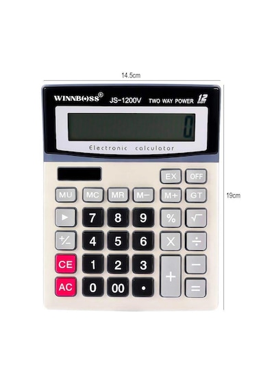 12 Haneli Geniş Lcd Ekran, Pilli Büyük Düğmeli Hesap Makinesi 5639 010