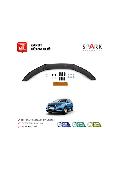 Nissan Qashqai 2017-2021 Yıl Aralığı Uyumlu Kaput Rüzgarlığı 4mm