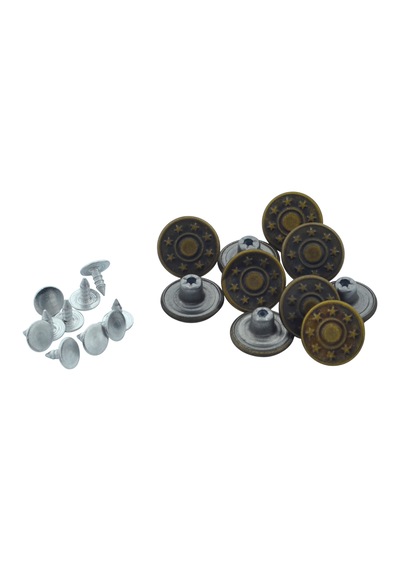 Büyük Boy 10 Adet Kot Pantolon Düğmesi Antik Sarı Bronz 17mm