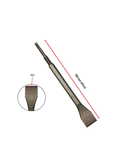 Sds-plus Düz Keski Ucu 14x250x40 Mm Beton Ve Duvar İçin Kırma Ve Kanal Açma Ucu